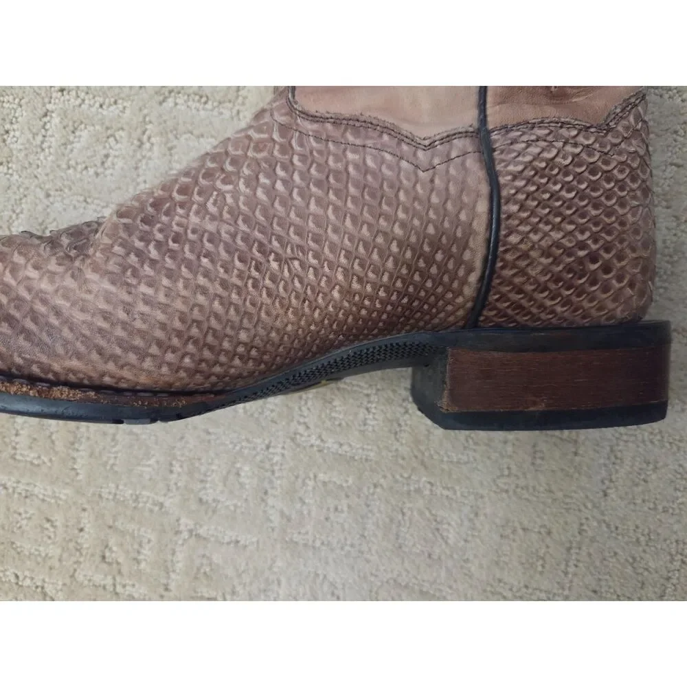 Dan Post Boots Ka Python Print Western Size 12 Tan Light Brown Leather Upper